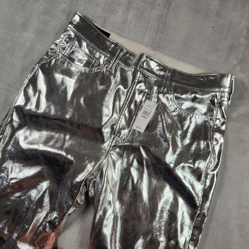 NWT GAP Silver‎ Metallic Vintage Slim Straight Pants Size 30/10R Y2K Festival
